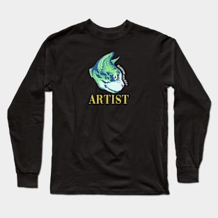 van gogh colored cat Long Sleeve T-Shirt